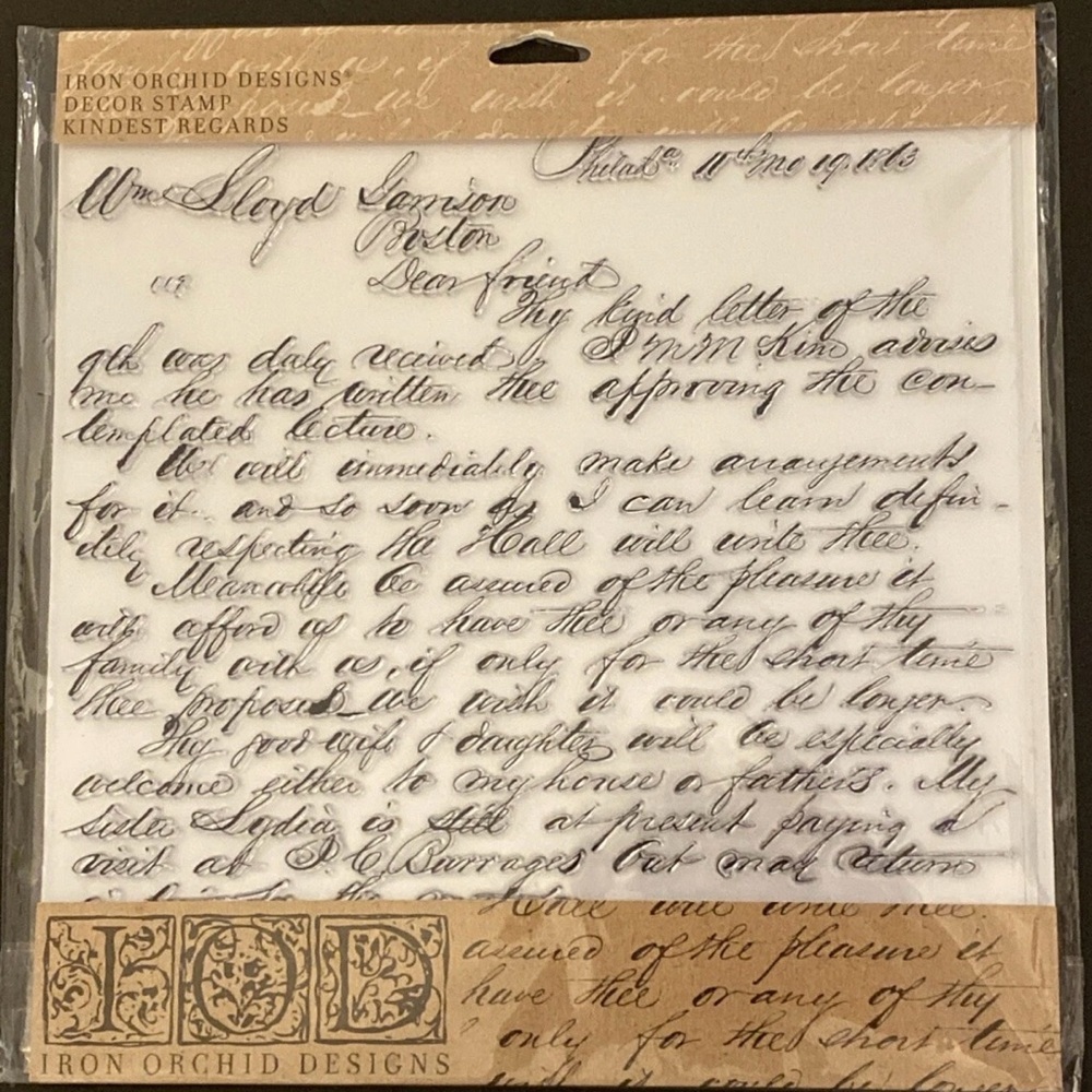 Iron Orchid Designs Kindest Regards 12" Silicone Decor Stamp New with Tags